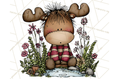 Rustic Moose Forest Clipart PNG, Cozy Woodland Cabin Clipart Product Image 2