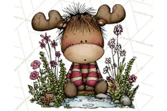 Rustic Moose Forest Clipart PNG, Cozy Woodland Cabin Clipart Product Image 2