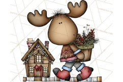Rustic Moose Forest Clipart PNG, Cozy Woodland Cabin Clipart Product Image 4