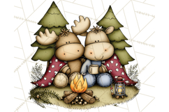 Rustic Moose Forest Clipart PNG, Cozy Woodland Cabin Clipart Product Image 5
