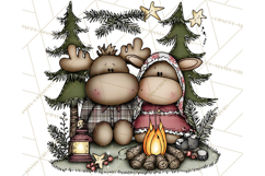 Rustic Moose Forest Clipart PNG, Cozy Woodland Cabin Clipart Product Image 2