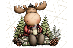 Rustic Moose Forest Clipart PNG, Cozy Woodland Cabin Clipart Product Image 5