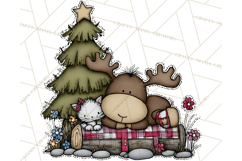Rustic Moose Forest Clipart PNG, Cozy Woodland Cabin Clipart Product Image 4