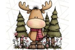Rustic Moose Forest Clipart PNG, Cozy Woodland Cabin Clipart Product Image 5