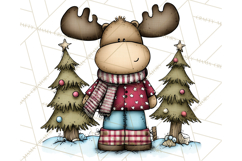 Rustic Moose Forest Clipart PNG, Cozy Woodland Cabin Clipart Product Image 5