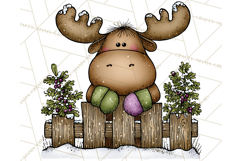 Rustic Moose Forest Clipart PNG, Cozy Woodland Cabin Clipart Product Image 5