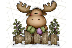Rustic Moose Forest Clipart PNG, Cozy Woodland Cabin Clipart Product Image 5