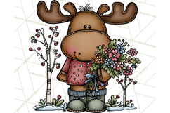 Rustic Moose Forest Clipart PNG, Cozy Woodland Cabin Clipart Product Image 2