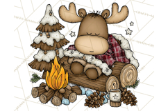 Rustic Moose Forest Clipart PNG, Cozy Woodland Cabin Clipart Product Image 3
