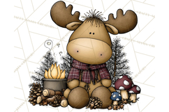 Rustic Moose Forest Clipart PNG, Cozy Woodland Cabin Clipart Product Image 4