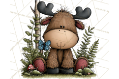 Rustic Moose Forest Clipart PNG, Cozy Woodland Cabin Clipart Product Image 4