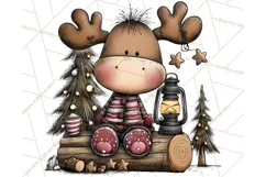 Rustic Moose Forest Clipart PNG, Cozy Woodland Cabin Clipart Product Image 2