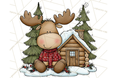 Rustic Moose Forest Clipart PNG, Cozy Woodland Cabin Clipart Product Image 2