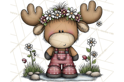 Rustic Moose Forest Clipart PNG, Cozy Woodland Cabin Clipart Product Image 5