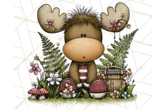 Rustic Moose Forest Clipart PNG, Cozy Woodland Cabin Clipart Product Image 2