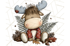 Rustic Moose Forest Clipart PNG, Cozy Woodland Cabin Clipart Product Image 4