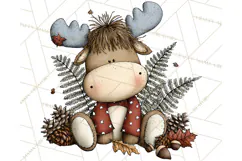 Rustic Moose Forest Clipart PNG, Cozy Woodland Cabin Clipart Product Image 4