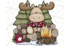 Rustic Moose Forest Clipart PNG, Cozy Woodland Cabin Clipart Product Image 5