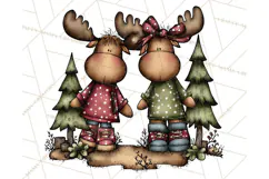 Rustic Moose Forest Clipart PNG, Cozy Woodland Cabin Clipart Product Image 2