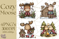 Rustic Moose Forest Clipart PNG, Cozy Woodland Cabin Clipart Product Image 1