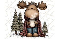 Rustic Moose Forest Clipart PNG, Cozy Woodland Cabin Clipart Product Image 4