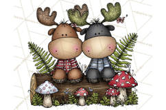 Rustic Moose Forest Clipart PNG, Cozy Woodland Cabin Clipart Product Image 5
