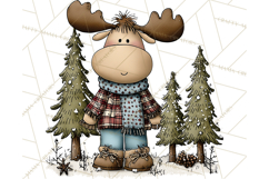 Rustic Moose Forest Clipart PNG, Cozy Woodland Cabin Clipart Product Image 2