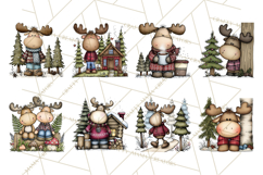 Rustic Moose Forest Clipart PNG, Cozy Woodland Cabin Clipart Product Image 6