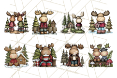 Rustic Moose Forest Clipart PNG, Cozy Woodland Cabin Clipart Product Image 3