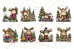 Rustic Moose Forest Clipart PNG, Cozy Woodland Cabin Clipart Product Image 4