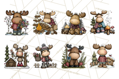 Rustic Moose Forest Clipart PNG, Cozy Woodland Cabin Clipart Product Image 8