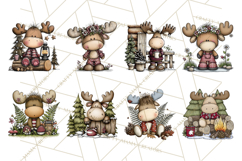 Rustic Moose Forest Clipart PNG, Cozy Woodland Cabin Clipart Product Image 7