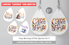Cozy Morning Coffee Quotes Earring Product Image 1