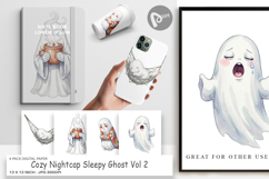 Cozy Nightcap Sleepy Ghost Digital Paper Product Image 1
