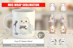 Cozy PC Gamer Ghost Mug Wrap Product Image 1