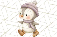 Neutral Winter Penguin Clipart PNG Hygge Animals Product Image 2