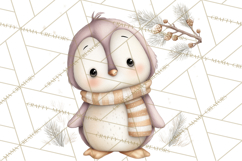 Neutral Winter Penguin Clipart PNG Hygge Animals Product Image 3