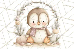 Neutral Winter Penguin Clipart PNG Hygge Animals Product Image 4