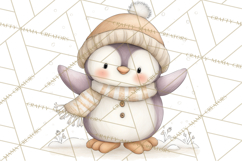 Neutral Winter Penguin Clipart PNG Hygge Animals Product Image 2