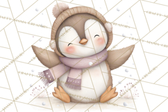 Neutral Winter Penguin Clipart PNG Hygge Animals Product Image 3