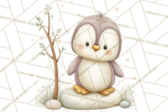 Neutral Winter Penguin Clipart PNG Hygge Animals Product Image 4