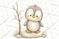 Neutral Winter Penguin Clipart PNG Hygge Animals Product Image 4