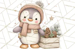 Neutral Winter Penguin Clipart PNG Hygge Animals Product Image 5