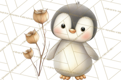Neutral Winter Penguin Clipart PNG Hygge Animals Product Image 2