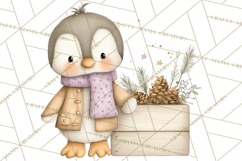 Neutral Winter Penguin Clipart PNG Hygge Animals Product Image 3