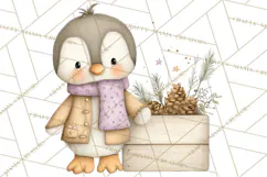 Neutral Winter Penguin Clipart PNG Hygge Animals Product Image 3