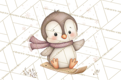 Neutral Winter Penguin Clipart PNG Hygge Animals Product Image 2