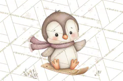 Neutral Winter Penguin Clipart PNG Hygge Animals Product Image 2