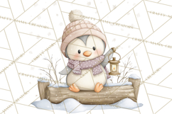 Neutral Winter Penguin Clipart PNG Hygge Animals Product Image 4