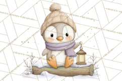 Neutral Winter Penguin Clipart PNG Hygge Animals Product Image 5